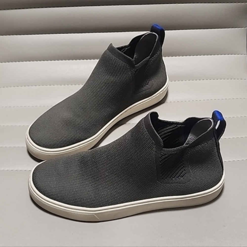 ROTHY'S Chelsea High Top Sneakers Boots 7.5 Moss Green Knit Booties Comfort - Picture 14 of 16